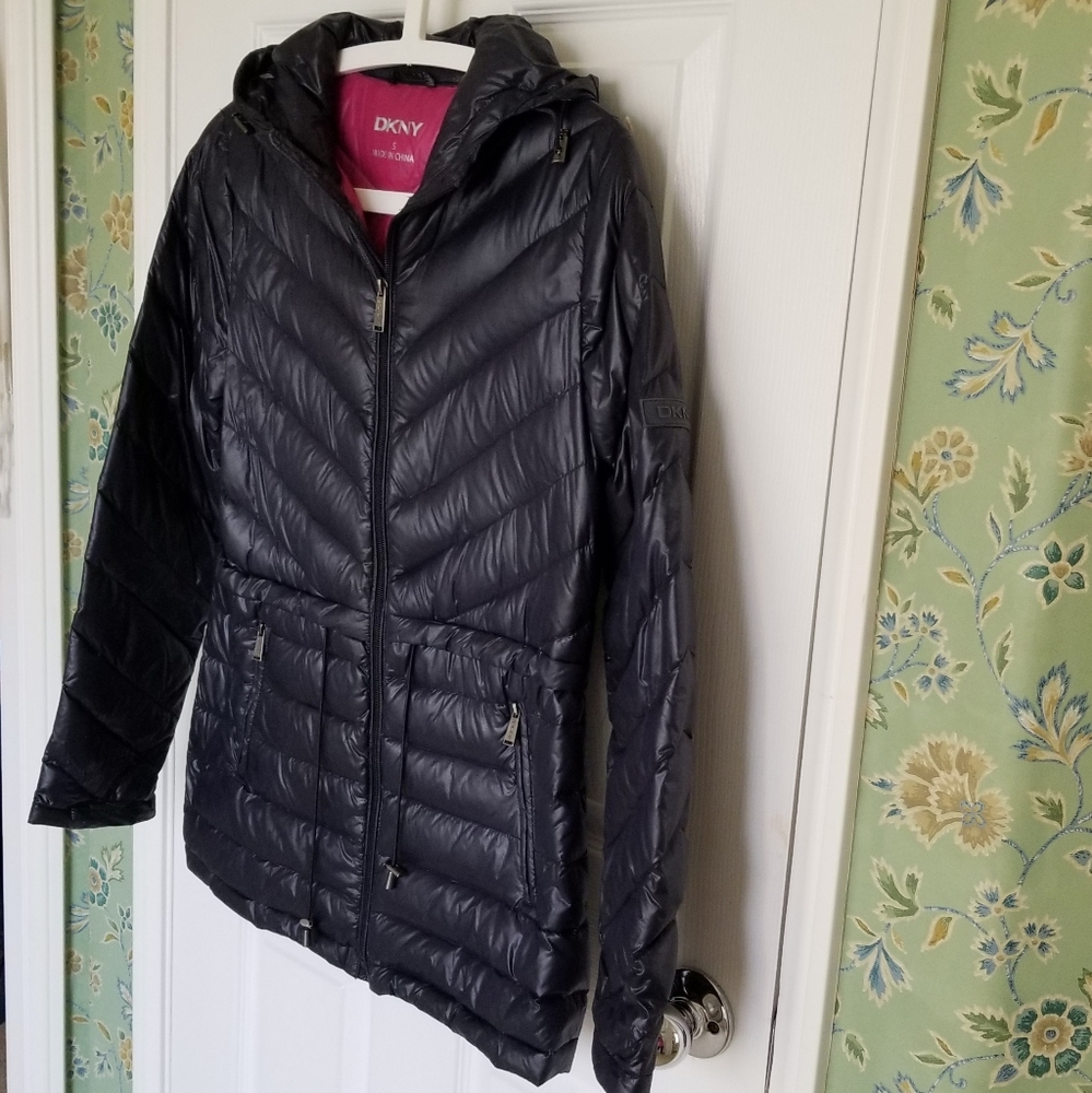 Dkny Packable Mid Length Down Jacket With Hoodie - image 4